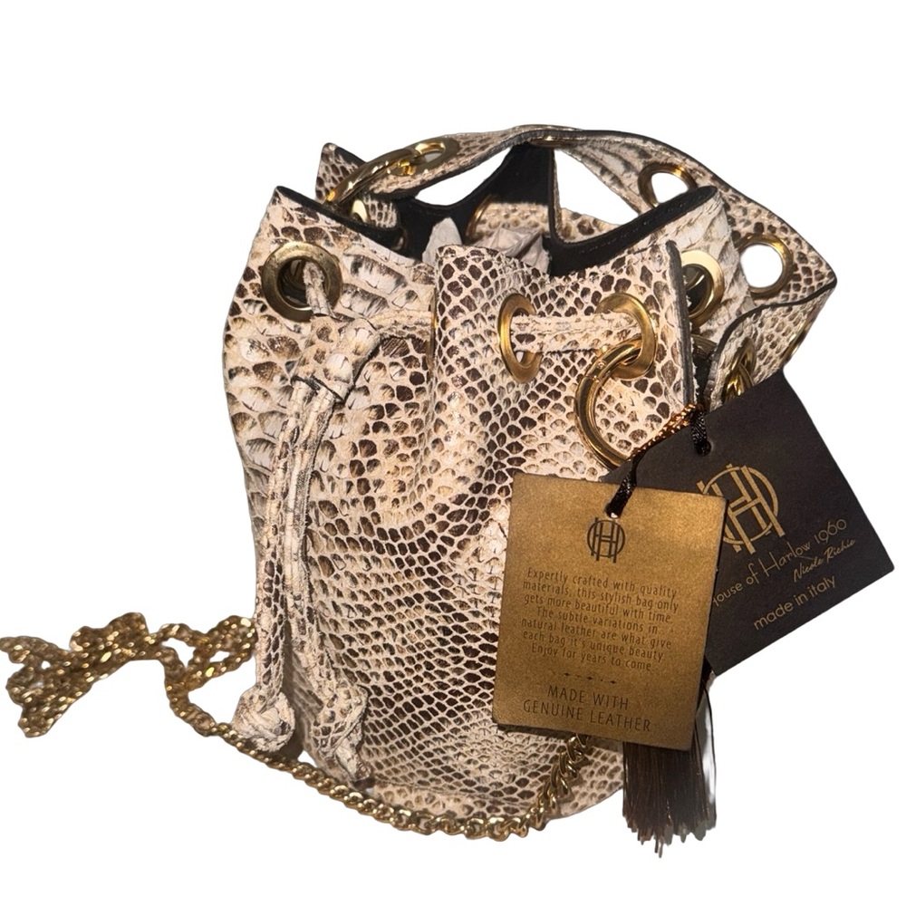 House of Harlow 1960 Snakeskin Print Bucket Bag NWT